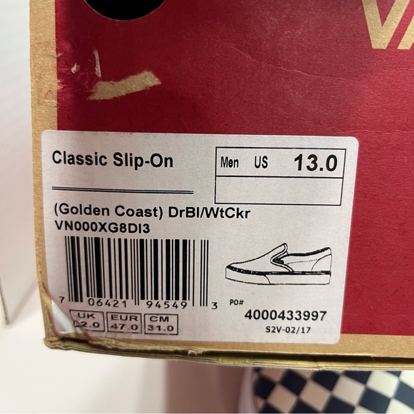 VANS Classic checkerboard print slip on shoes men’s size 13 NWT BLUE - Picture 2 of 16